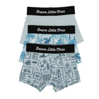 Summer Block Blue, Coastal Blue Palms and Harbor Blue Small Ribbed Boxer Brief 3 pack