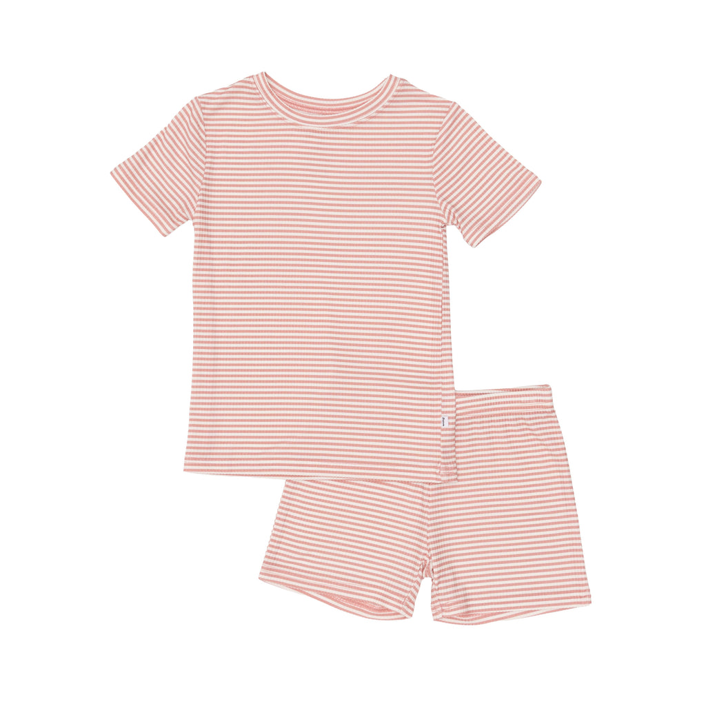 Blush Small Stripe Ribbed Shorts Two-Piece Set