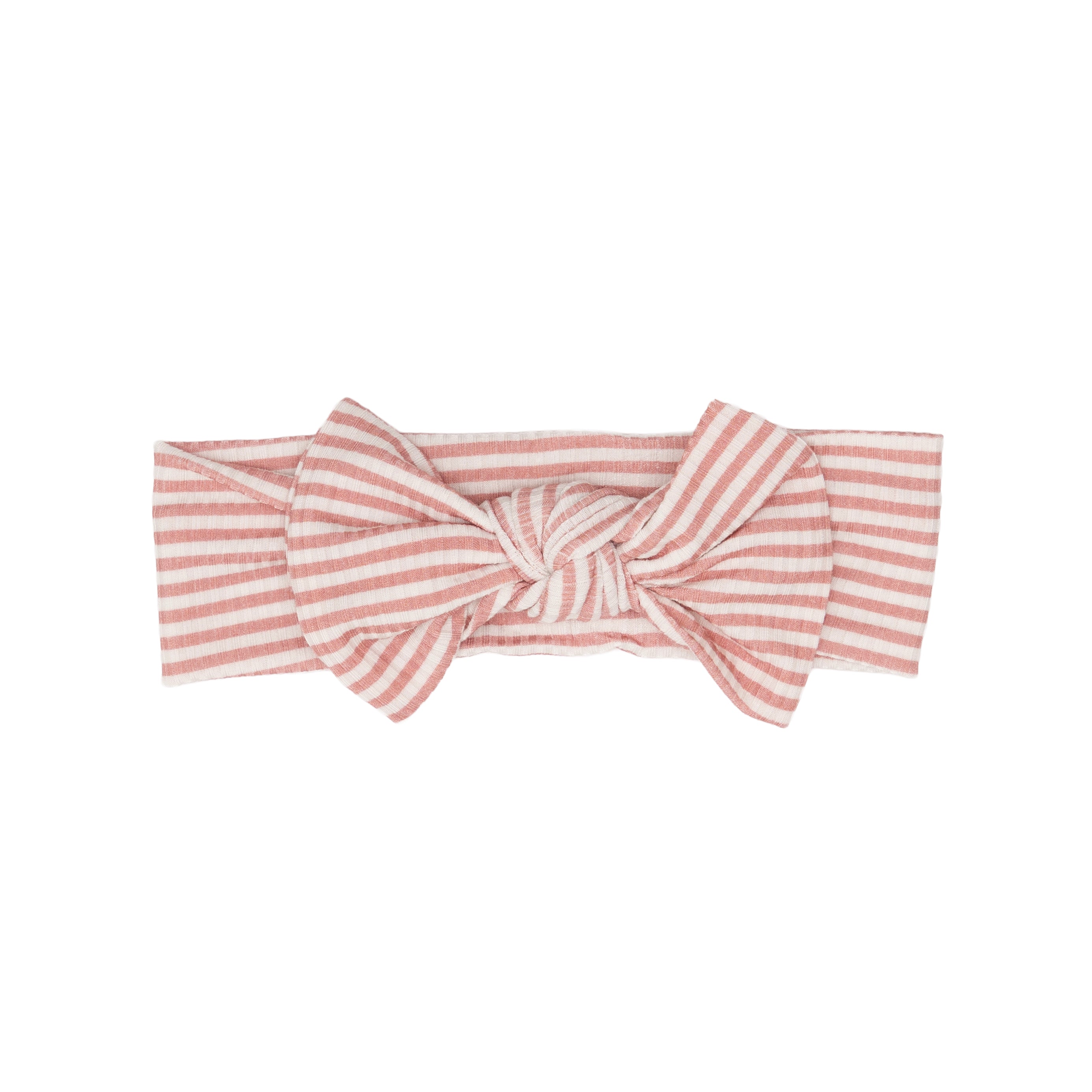 Pink Striped headband with a knot on a white background