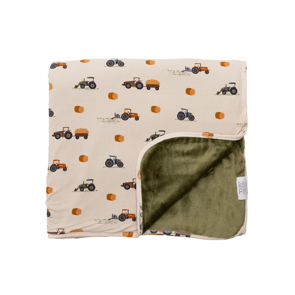 Tractors Small Ribbed Toddler Blanket