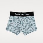 Summer Block Blue, Coastal Blue Palms and Harbor Blue Small Ribbed Boxer Brief 3 pack