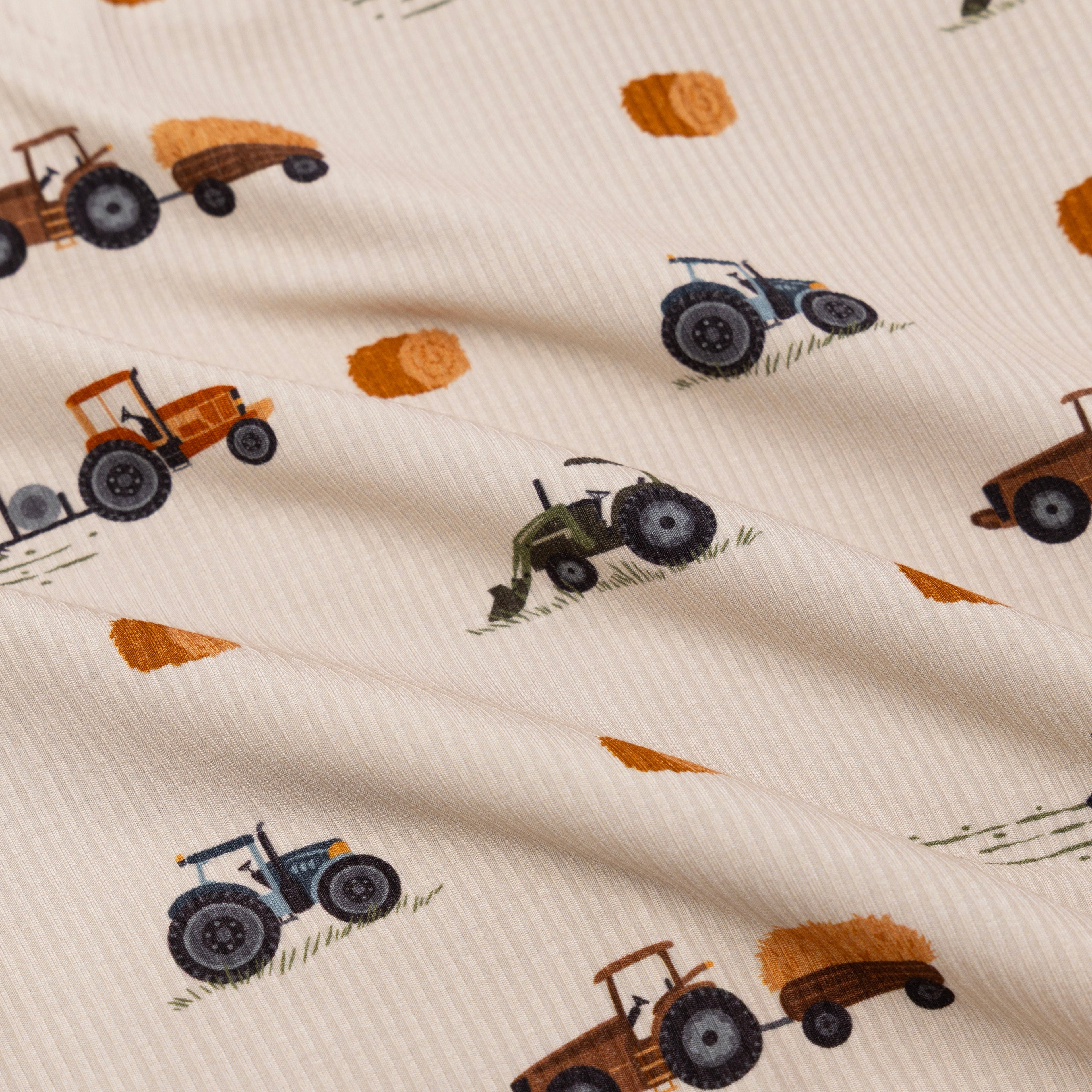 Tractors Small Ribbed Zip Romper