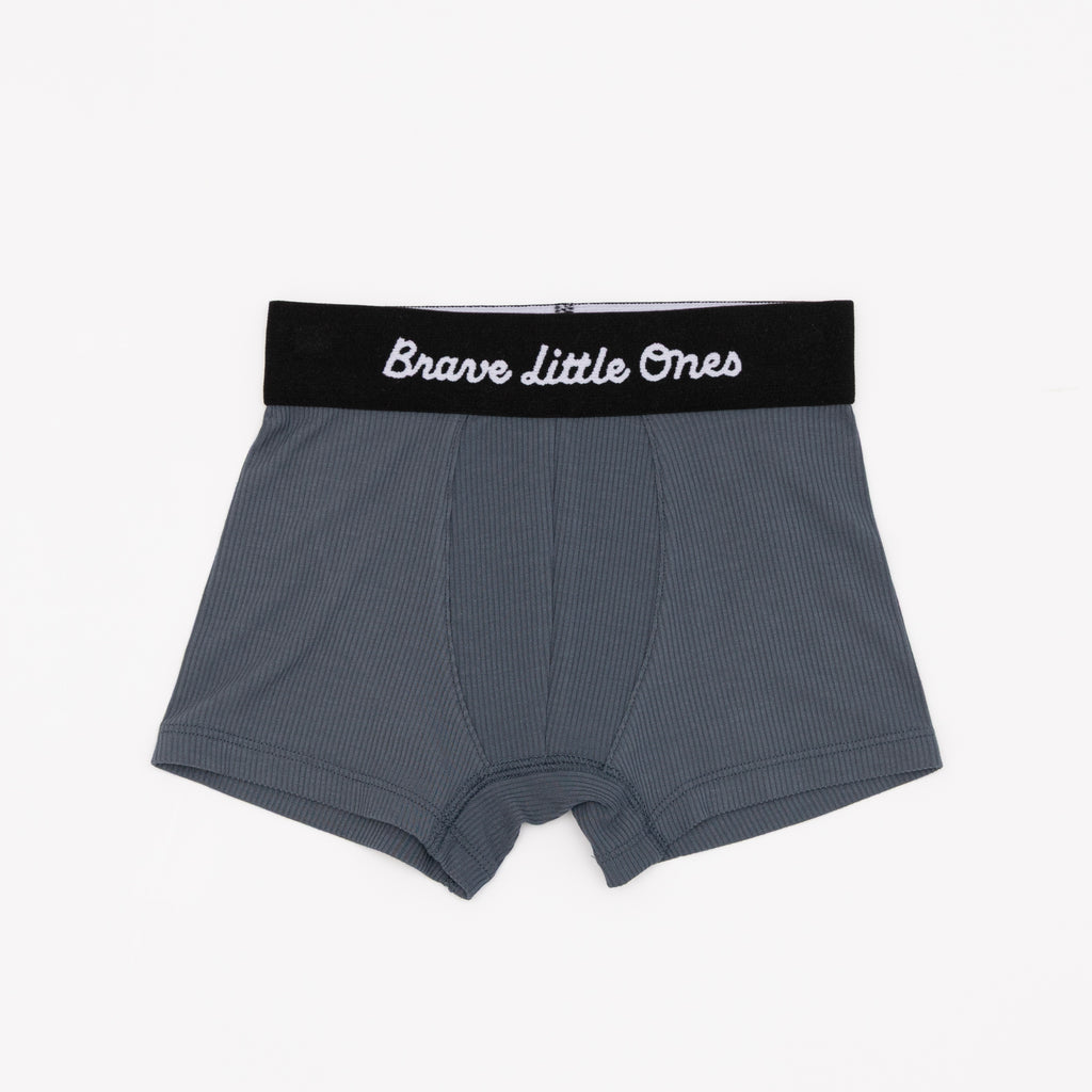 Dark Steel Blue, Heather Gray and Olive Small Ribbed Boxer Brief 3 pack