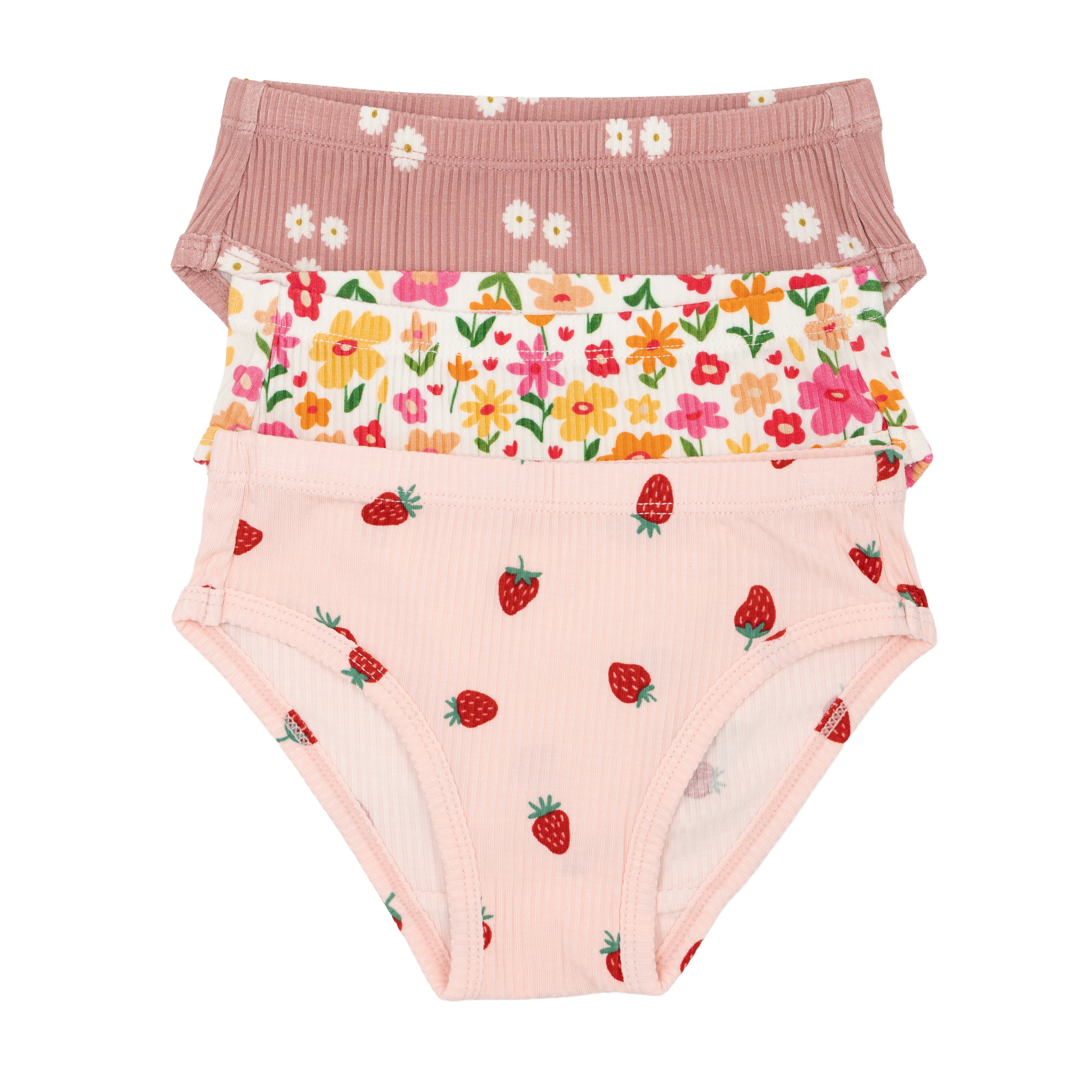 Strawberries, Summer Blooms and Mauve Blooms Underwear 3 pack