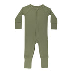 Olive Small Ribbed Zip Romper