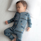 Christmas Trains Small Ribbed Zip Romper