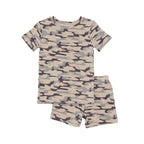 Camouflage shorts pajama set on a white background