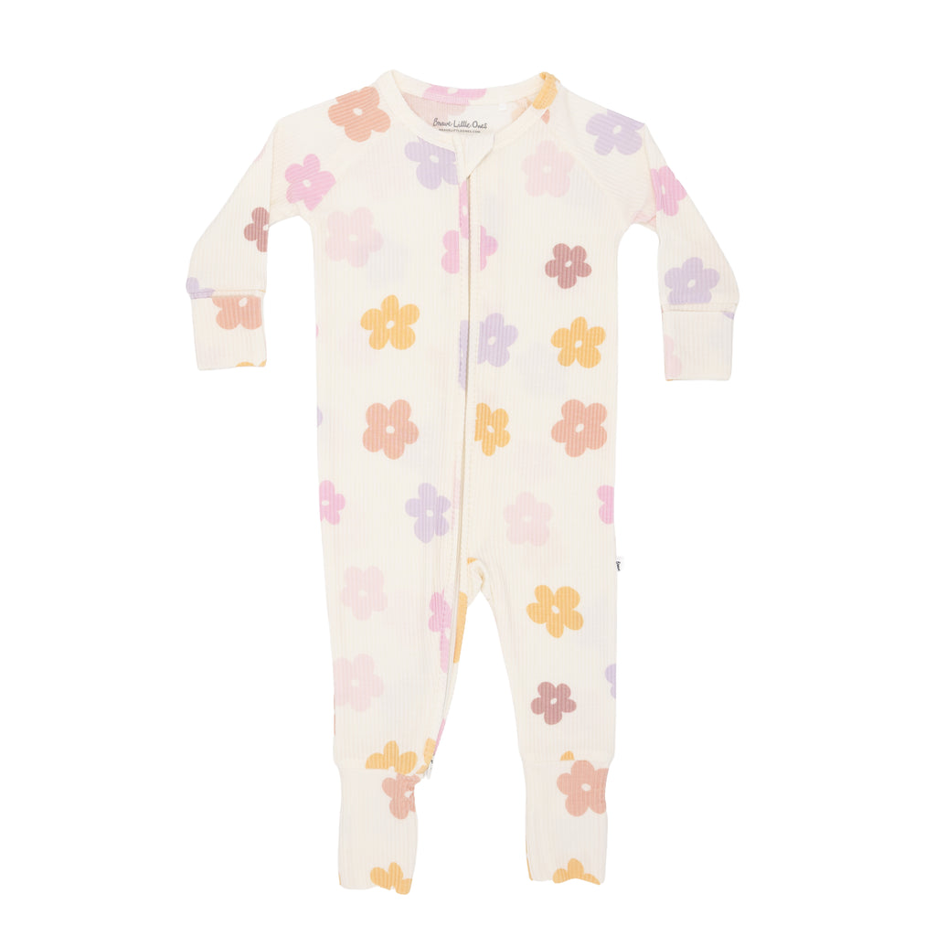 Big Daisies Small Ribbed Zip Romper