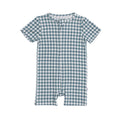Blue Small Gingham Summer Zip Romper