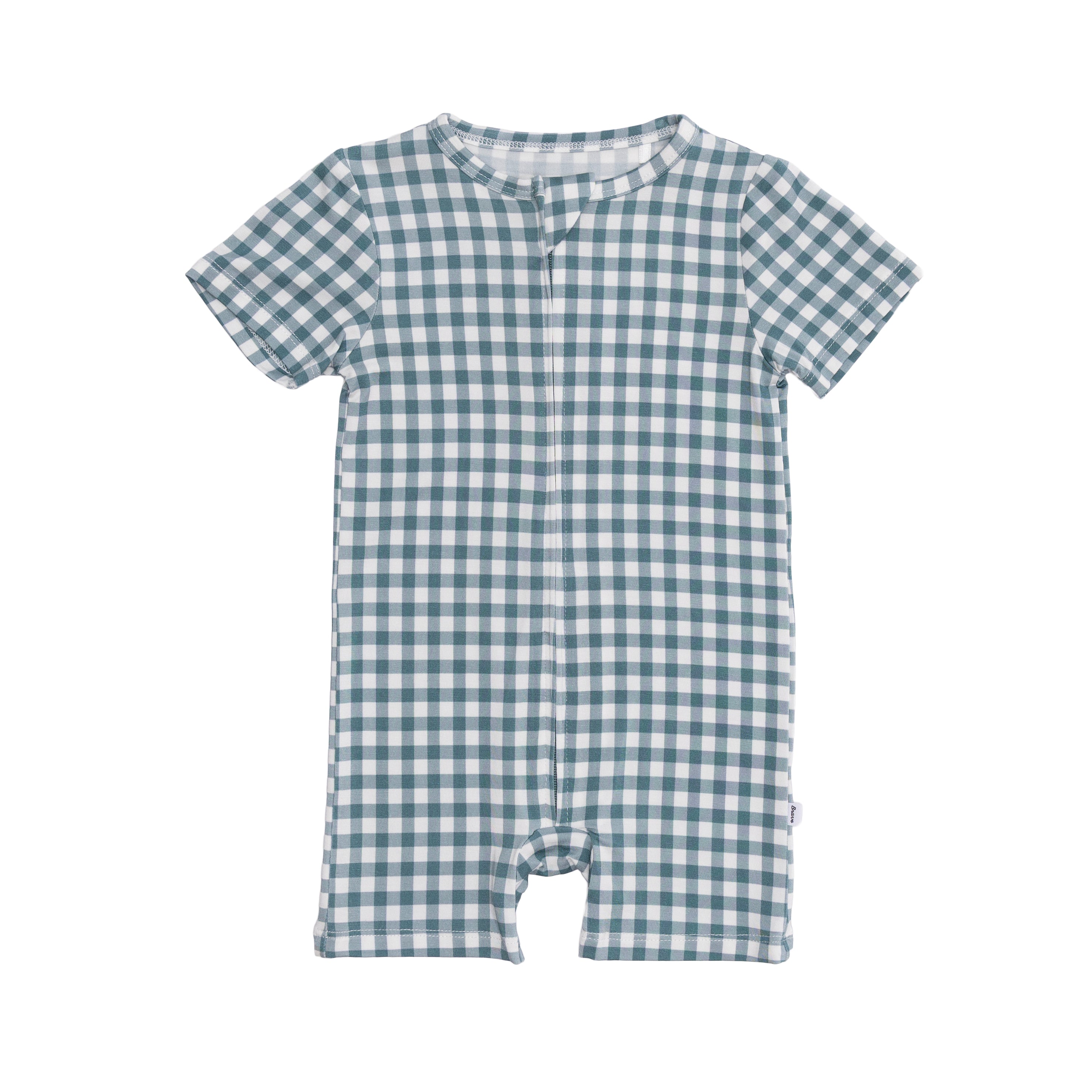 Blue Small Gingham Summer Zip Romper