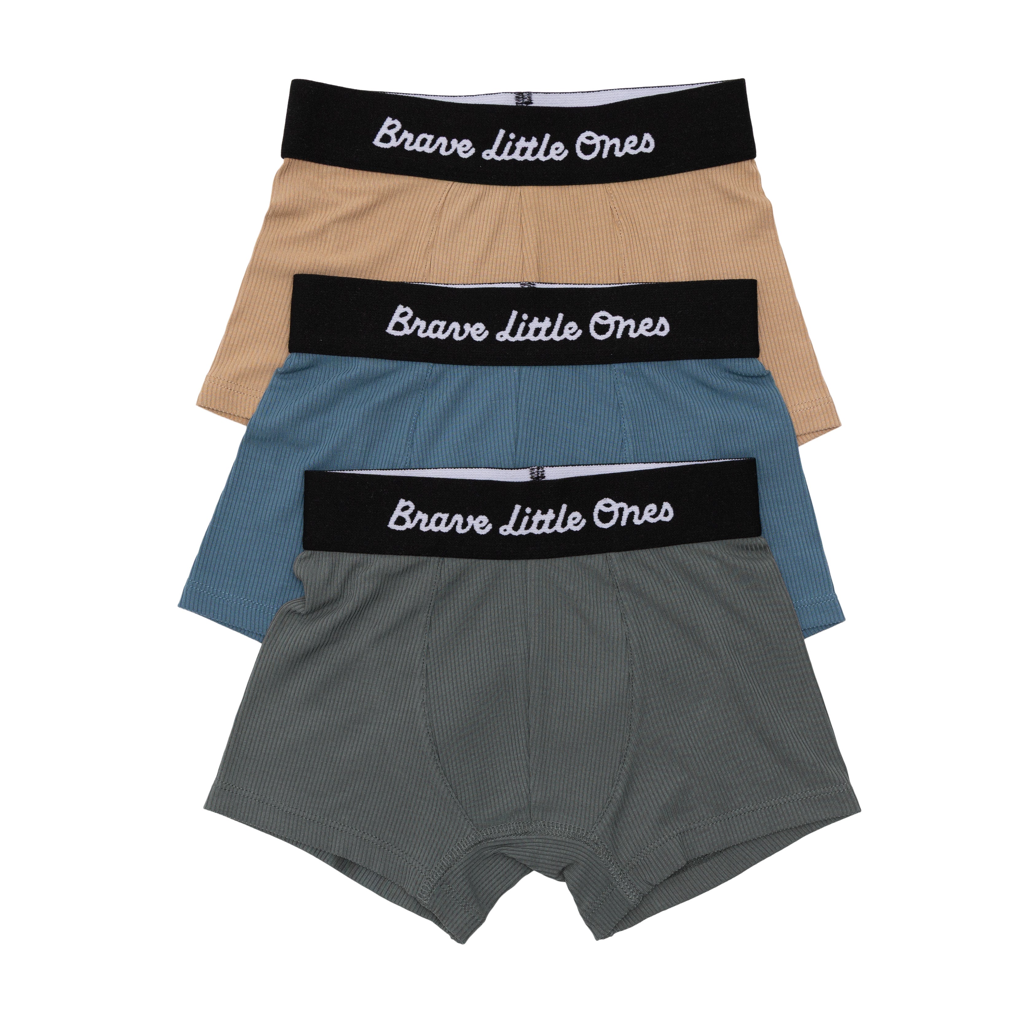 Dark Charcoal, Midnight Teal and Dune Small Ribbed Boxer Brief 3 pack