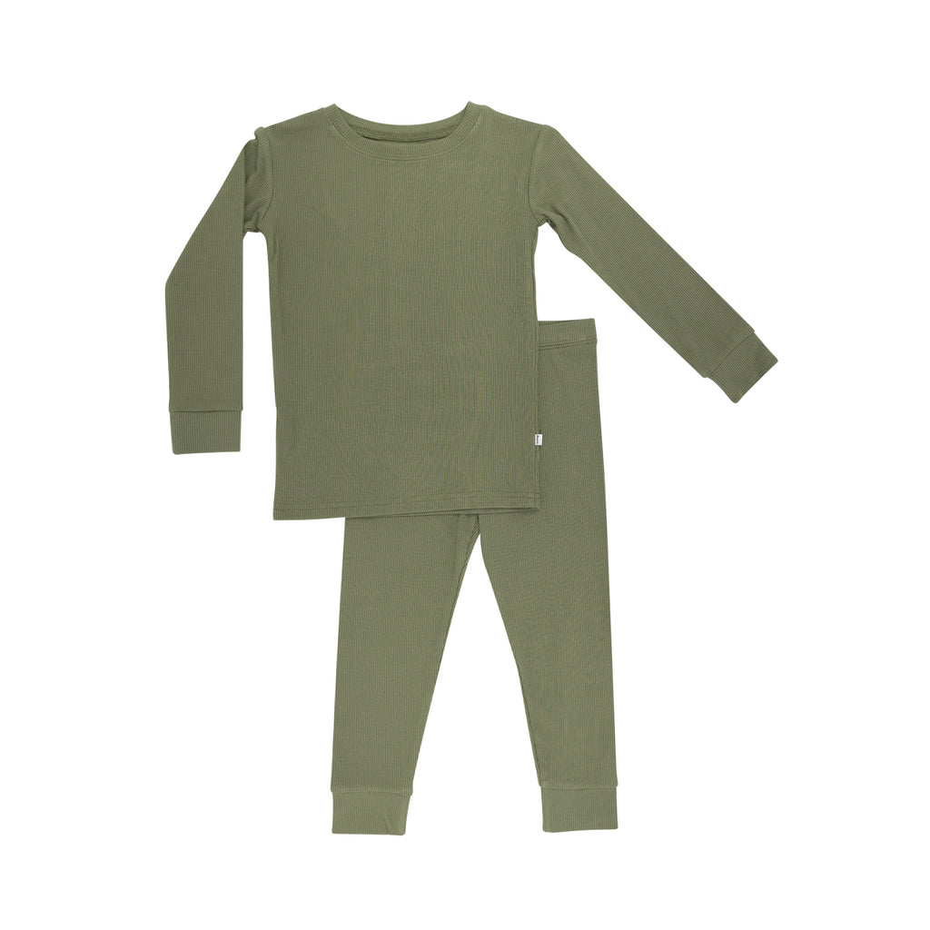 Olive Small Ribbed Two-Piece Set