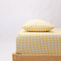 Yellow Gingham Tulip Twin Sheet With Pillow Case