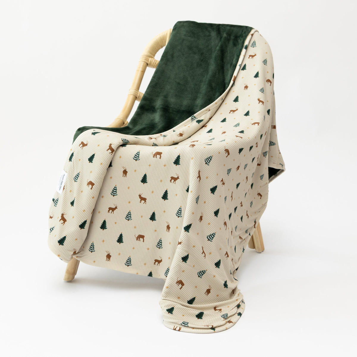 Reindeer Forest Small Ribbed Toddler Blanket