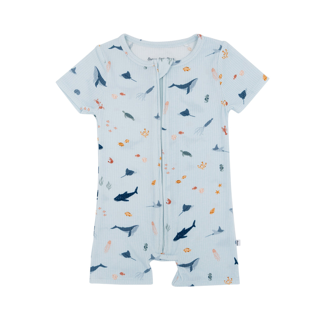 Under The Sea Small Ribbed Summer Zip Romper
