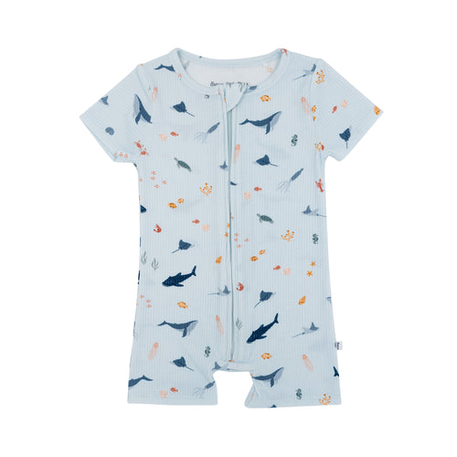 Under The Sea Small Ribbed Summer Zip Romper