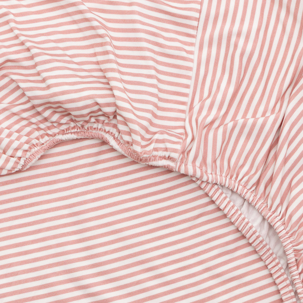 Close-up of pink and white striped fabric 
