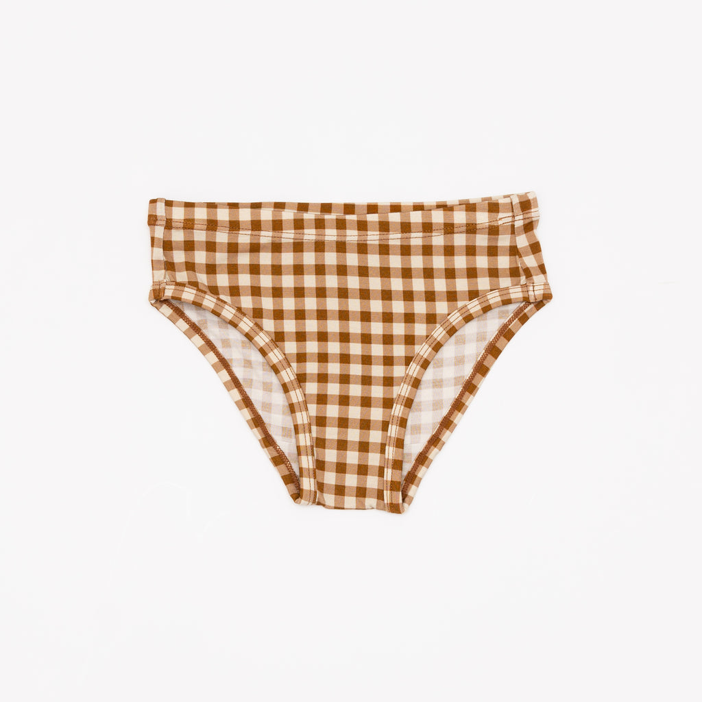 Cream Floral, Caramel Gingham and Olive Small Ribbed Underwear 3 pack