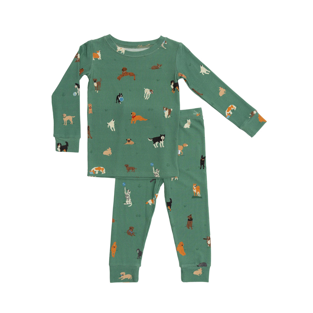 Dogs Green Small Ribbed Two-Piece Set