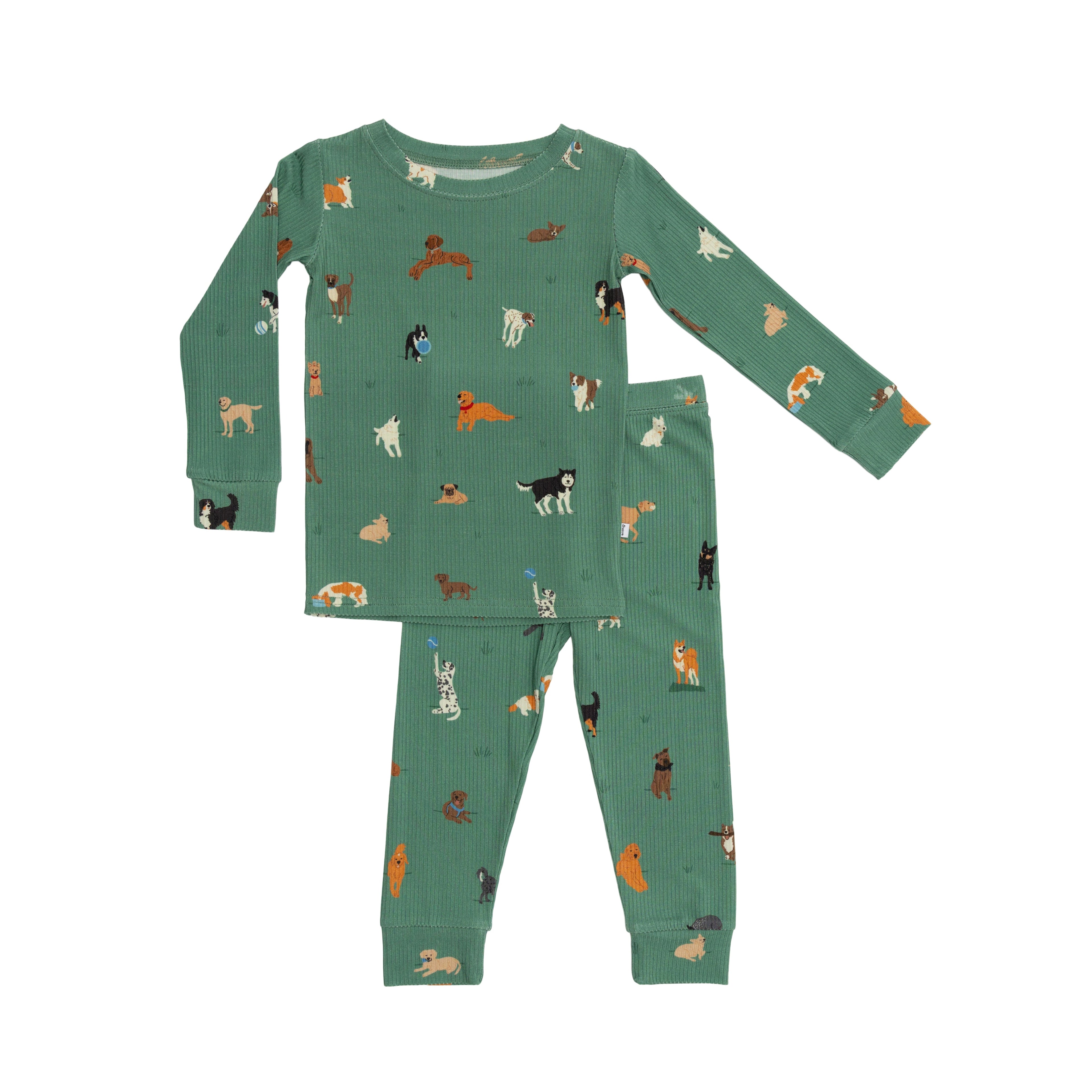 Dogs Green Small Ribbed Two-Piece Set