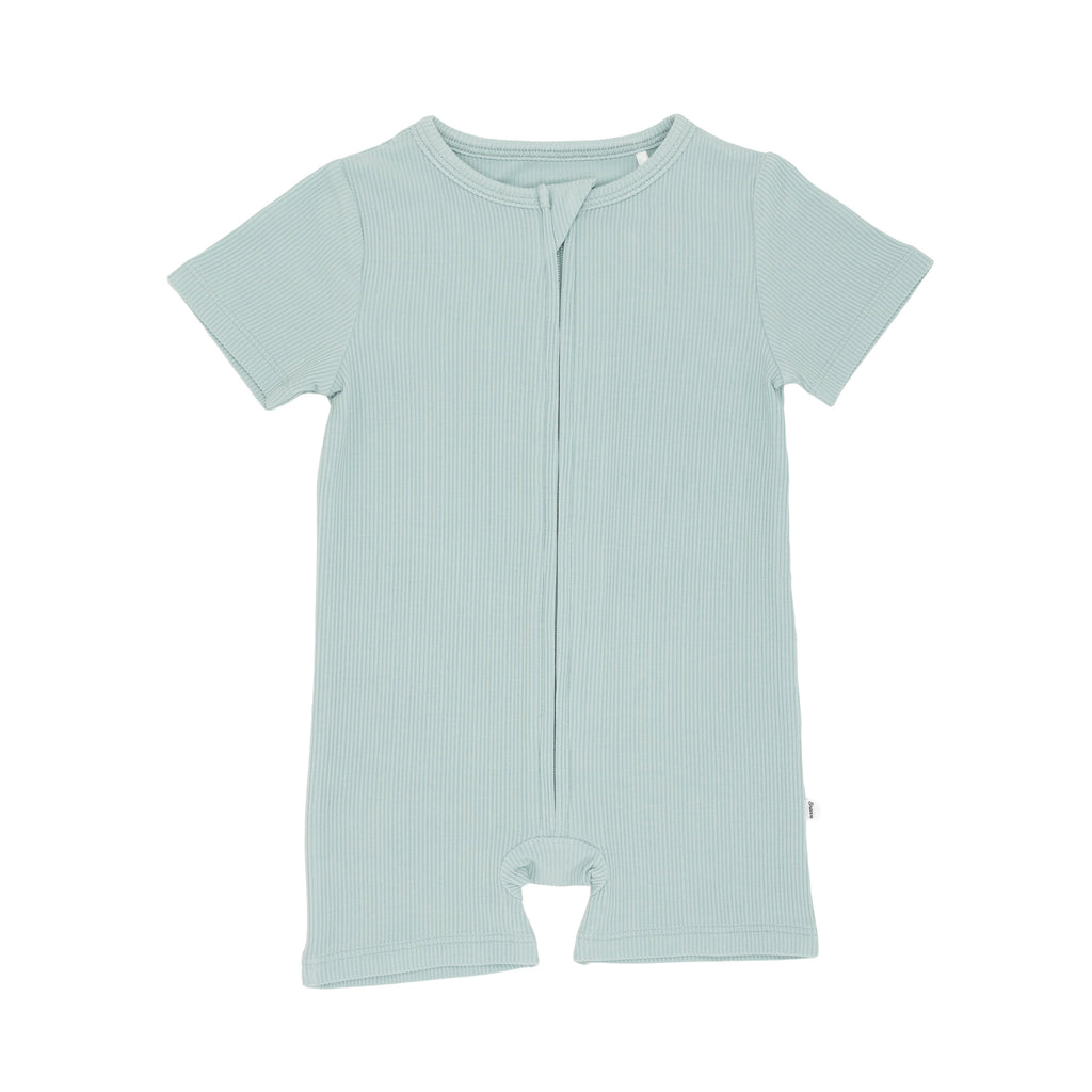 Harbor Blue Small Ribbed Summer Zip Romper