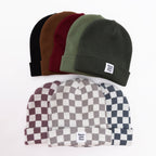 Gray Checkered Knit Beanie