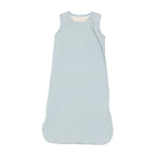 Blue and white striped sleep sack on a white background