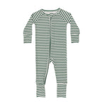 Eucalyptus Green Stripe Small Ribbed Zip Romper