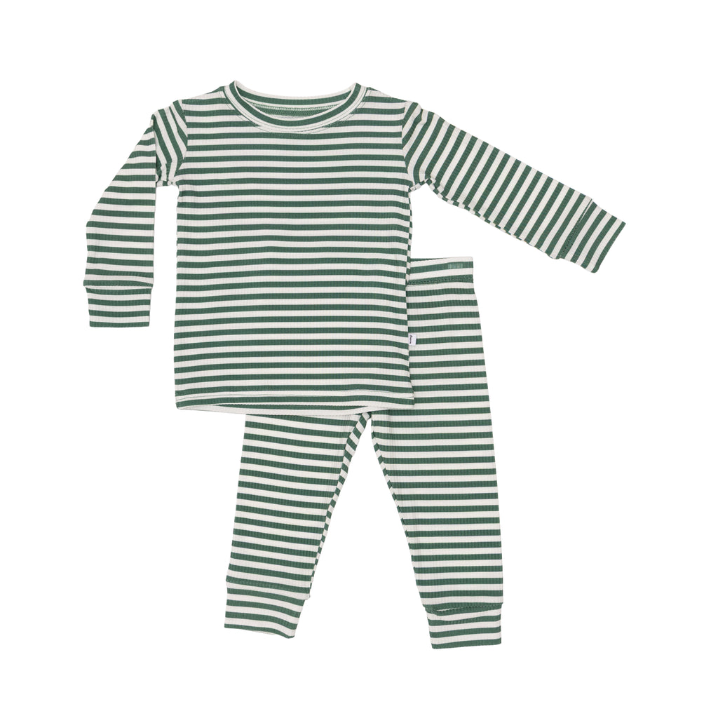 Eucalyptus Green Stripe Small Ribbed Two-Piece Set