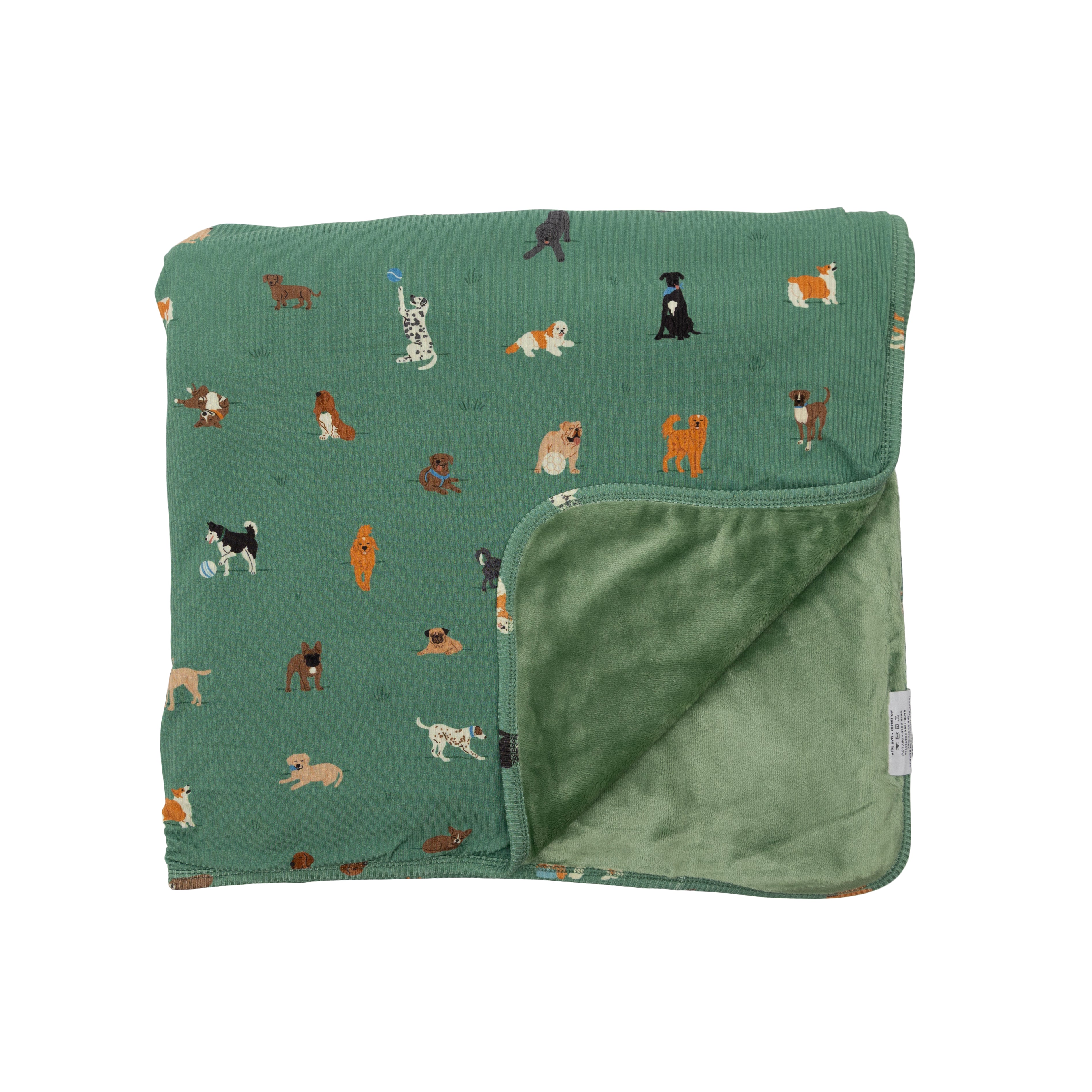 Dogs Green Small Ribbed Adult Blanket