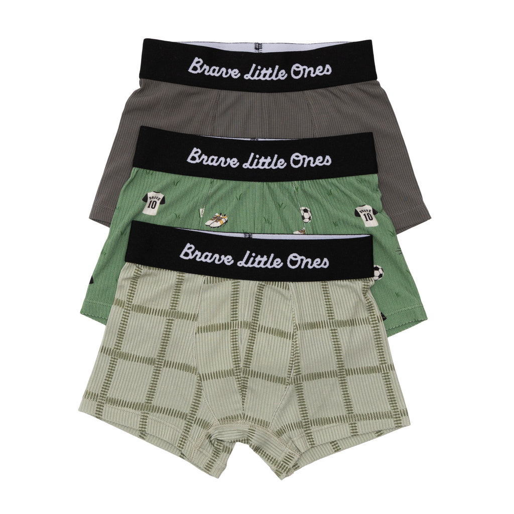 Grid Sage Green, Soccer and Dark Charcoal Boxer Brief 3 pack