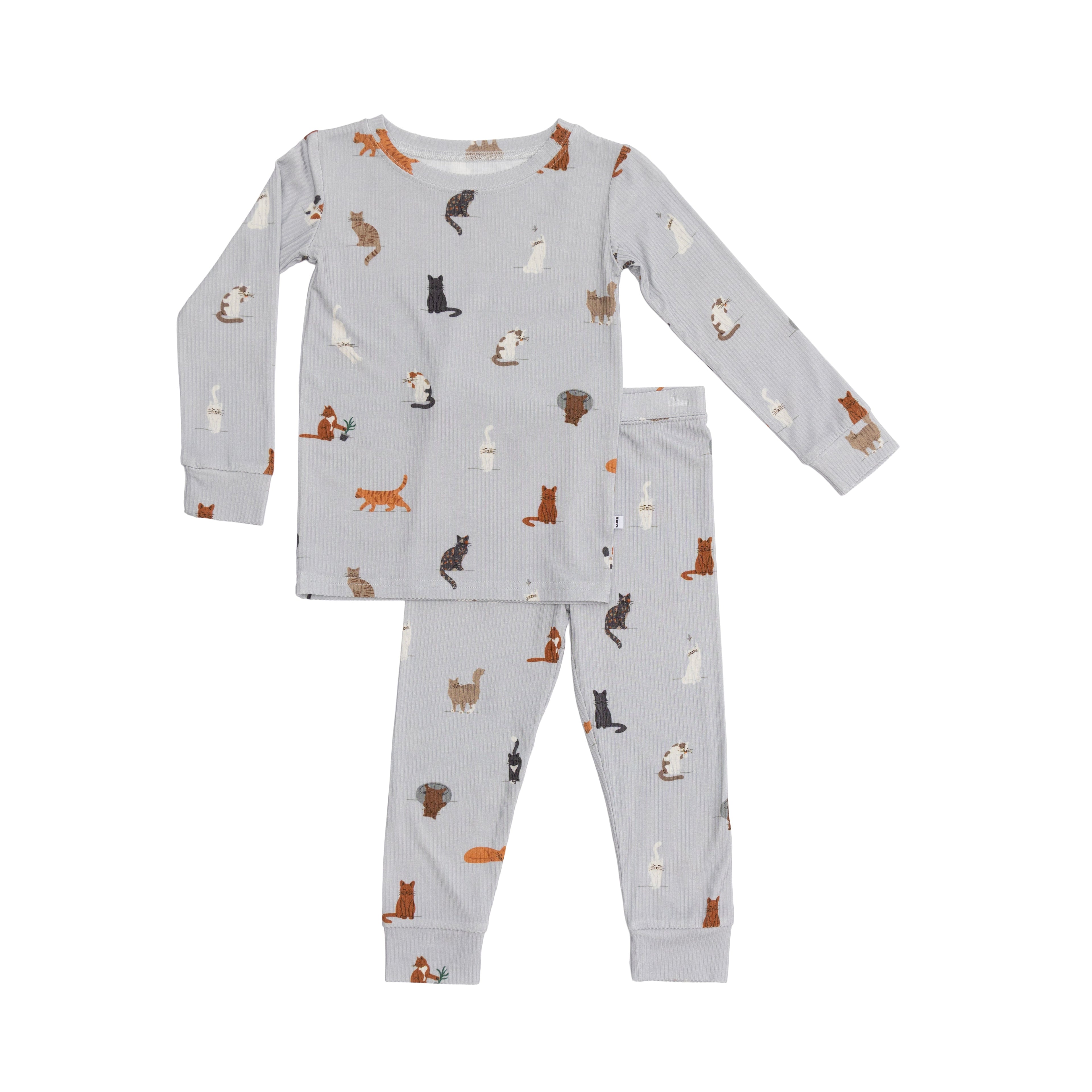 Cats Gray Small Ribbed Two-Piece Set
