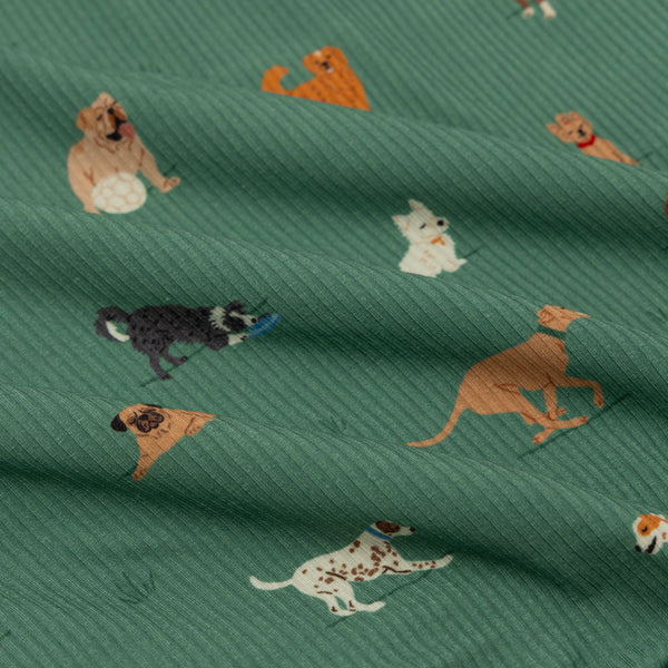 Dogs Green Small Ribbed