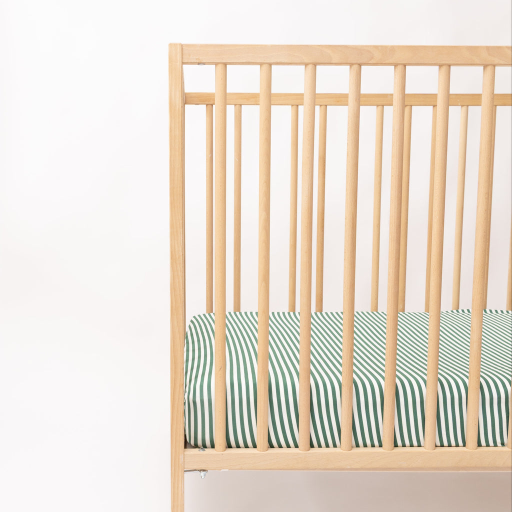 Eucalyptus Green Stripe Crib Sheet