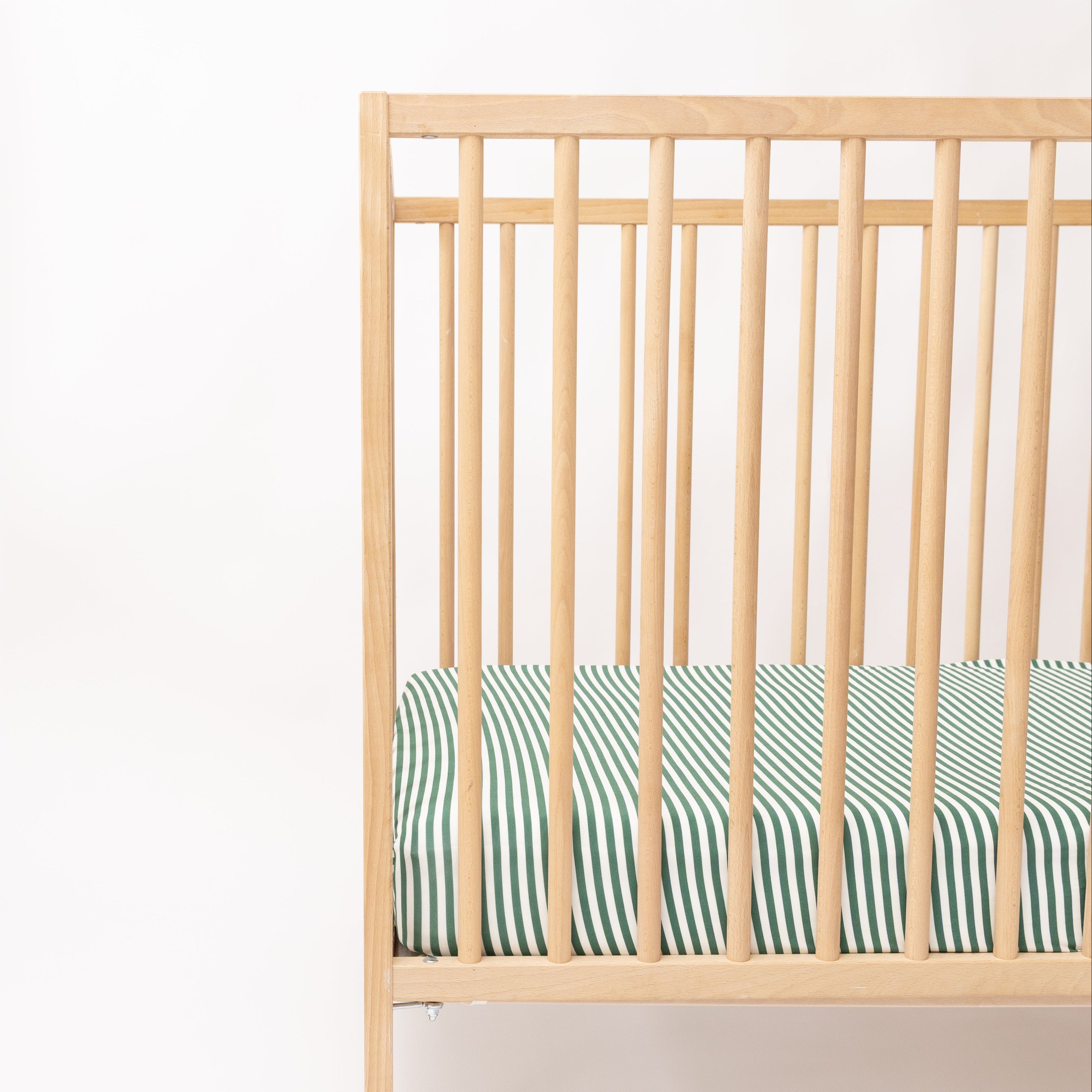 Eucalyptus Green Stripe Crib Sheet