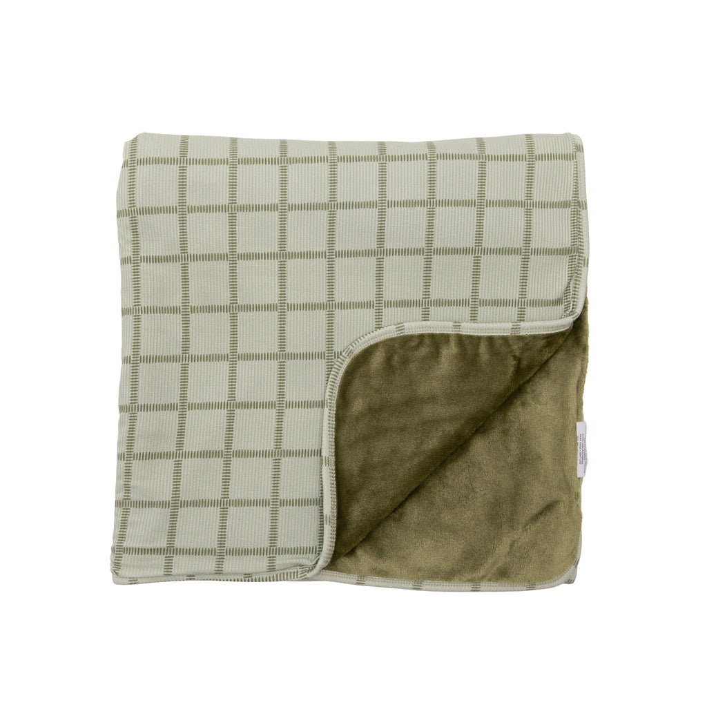 Grid Sage Green Small Ribbed Toddler Blanket