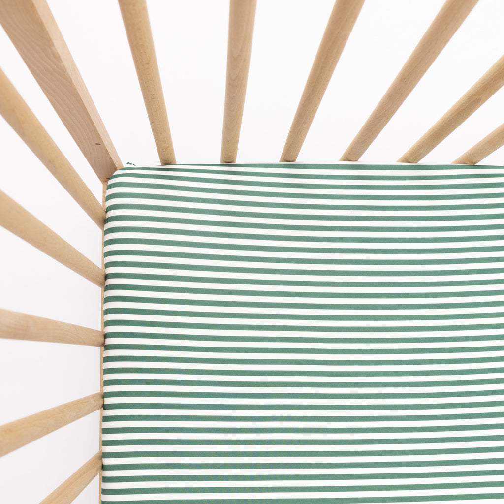 Eucalyptus Green Stripe Crib Sheet