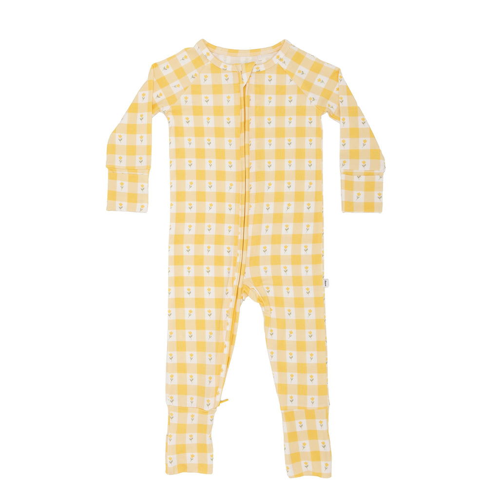 Yellow Gingham Tulip Zip Romper