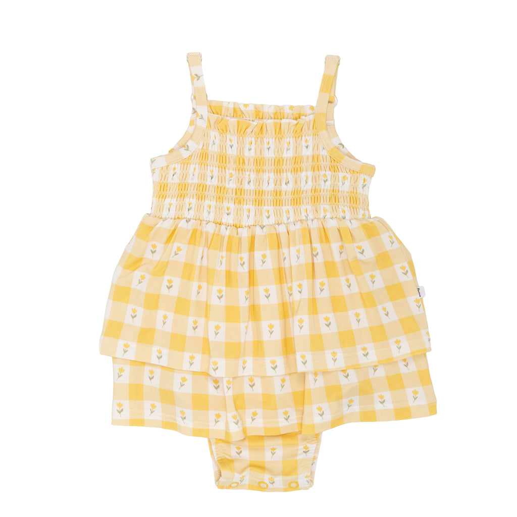 Yellow Gingham Tulip Ruffle Romper