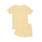Yellow Gingham Tulip Shorts Two-Piece Set