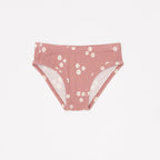 Pink floral-patterned underwear on a white background