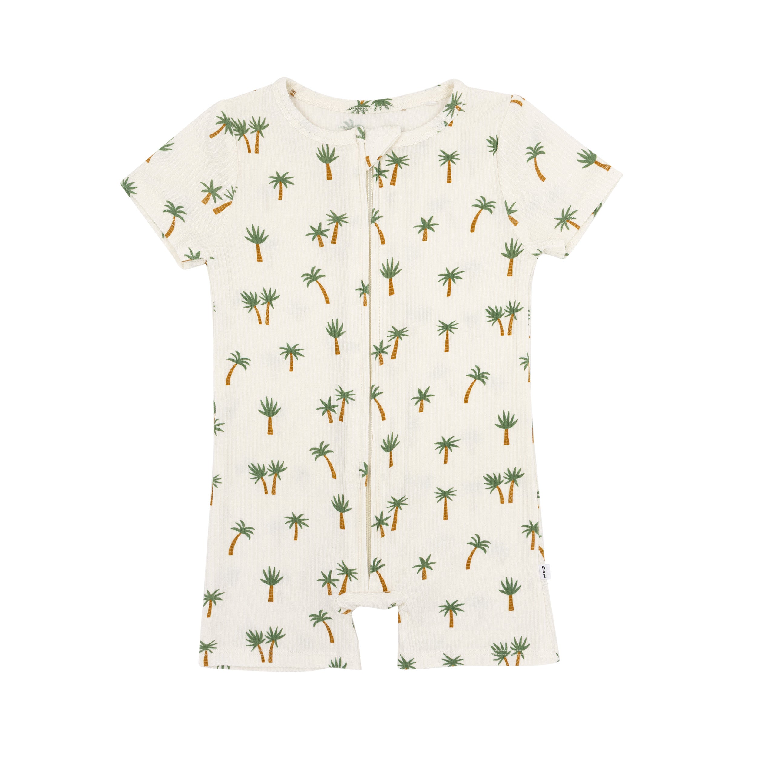 Island Palm Trees Small Ribbed Summer Zip Romper