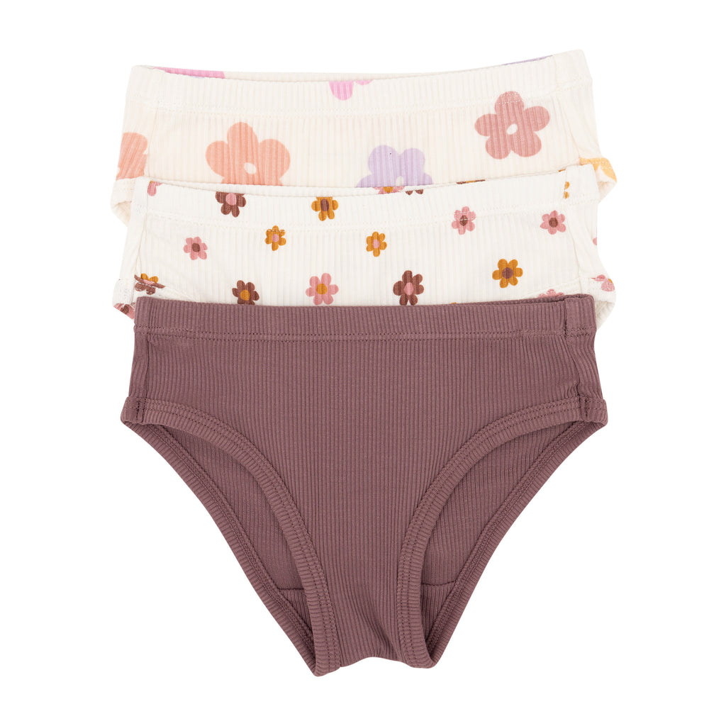Plum, Pink Daisies and Big Daisies Underwear 3 pack