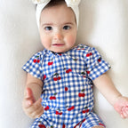 Vintage Cherries Small Ribbed Summer Zip Romper