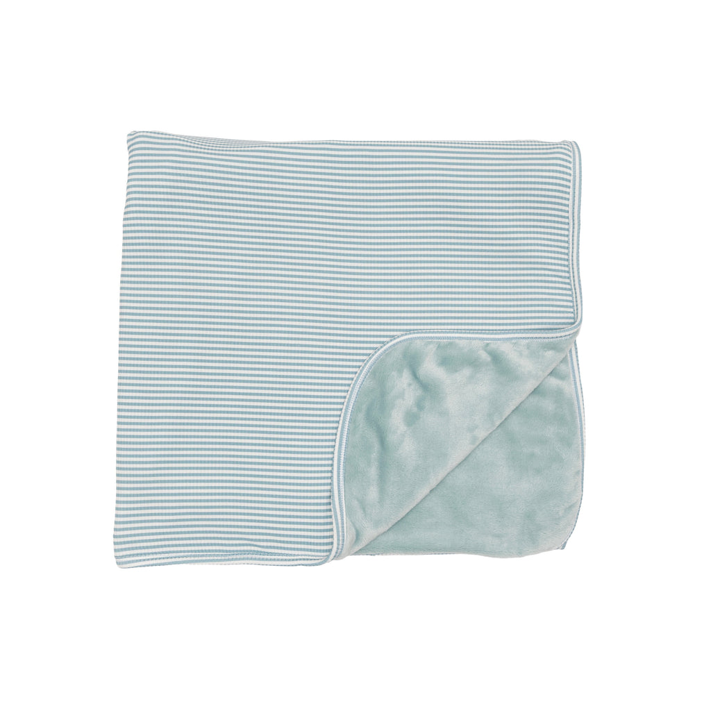 Folded baby blanket with striped pattern on a white background