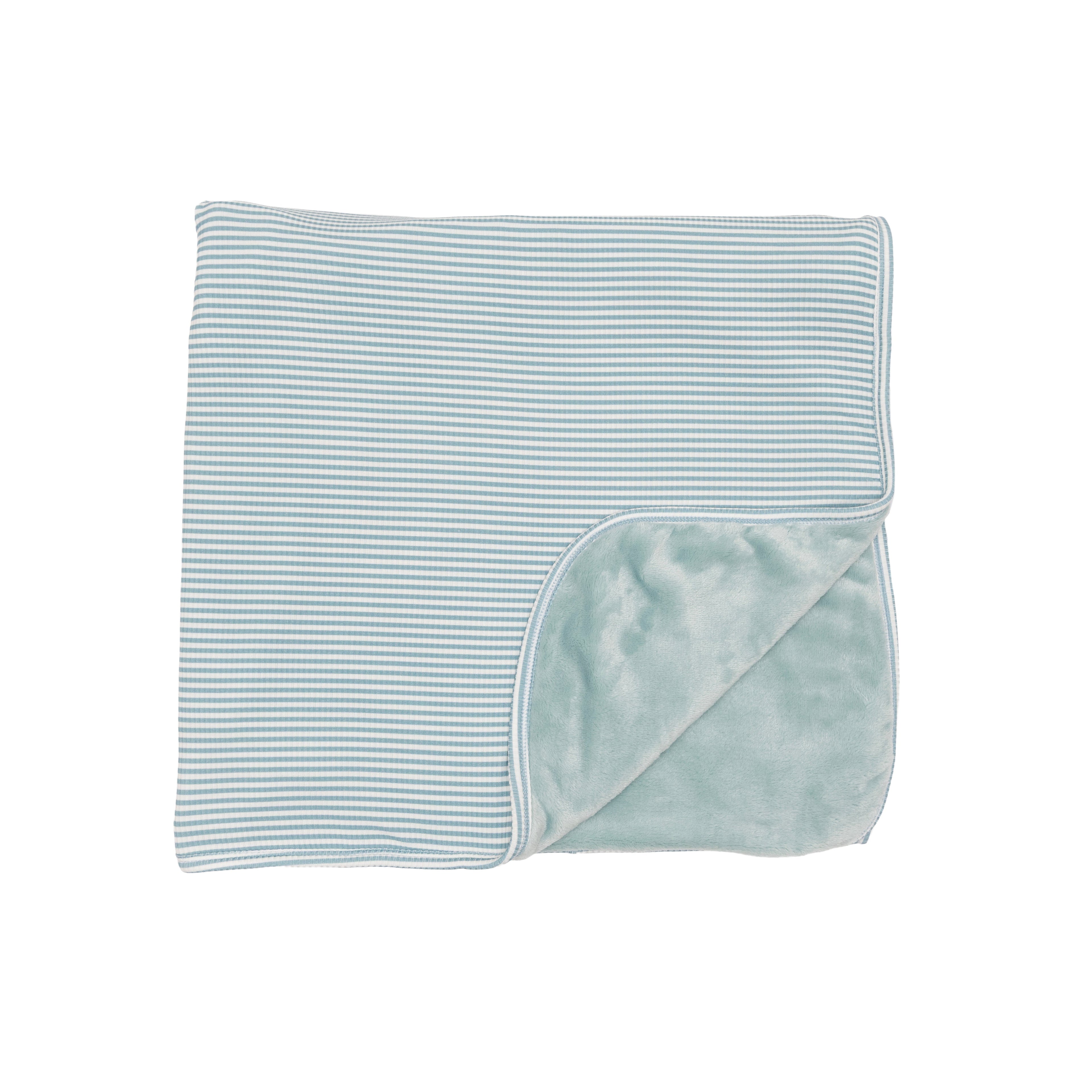 Folded baby blanket with striped pattern on a white background