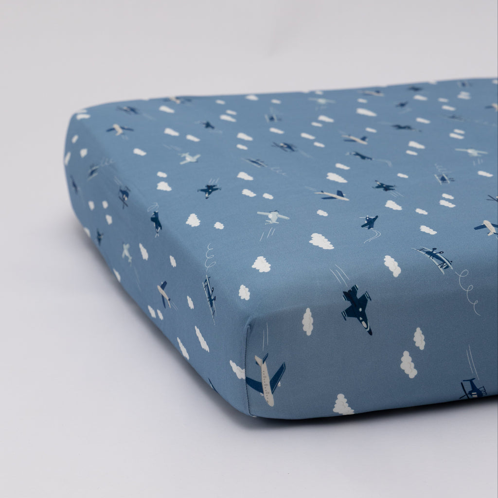 Take Flight Blue Crib Sheet