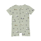 Trash Trucks Small Ribbed Summer Zip Romper