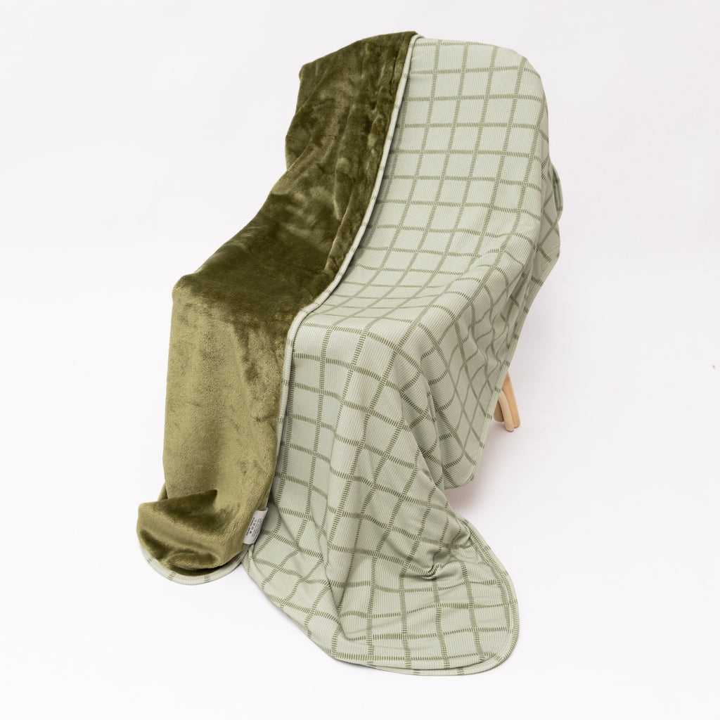 Grid Sage Green Small Ribbed Toddler Blanket