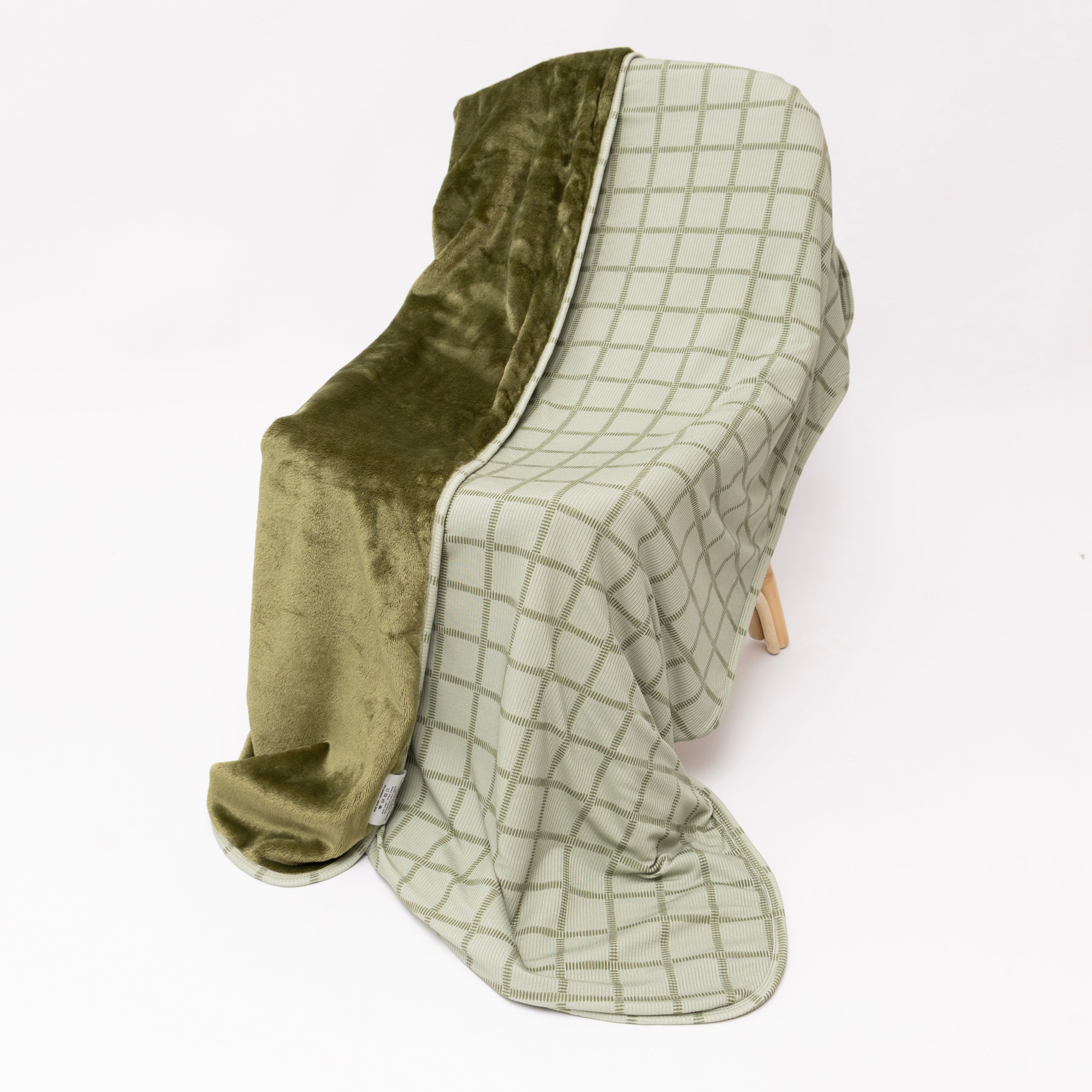 Grid Sage Green Small Ribbed Toddler Blanket